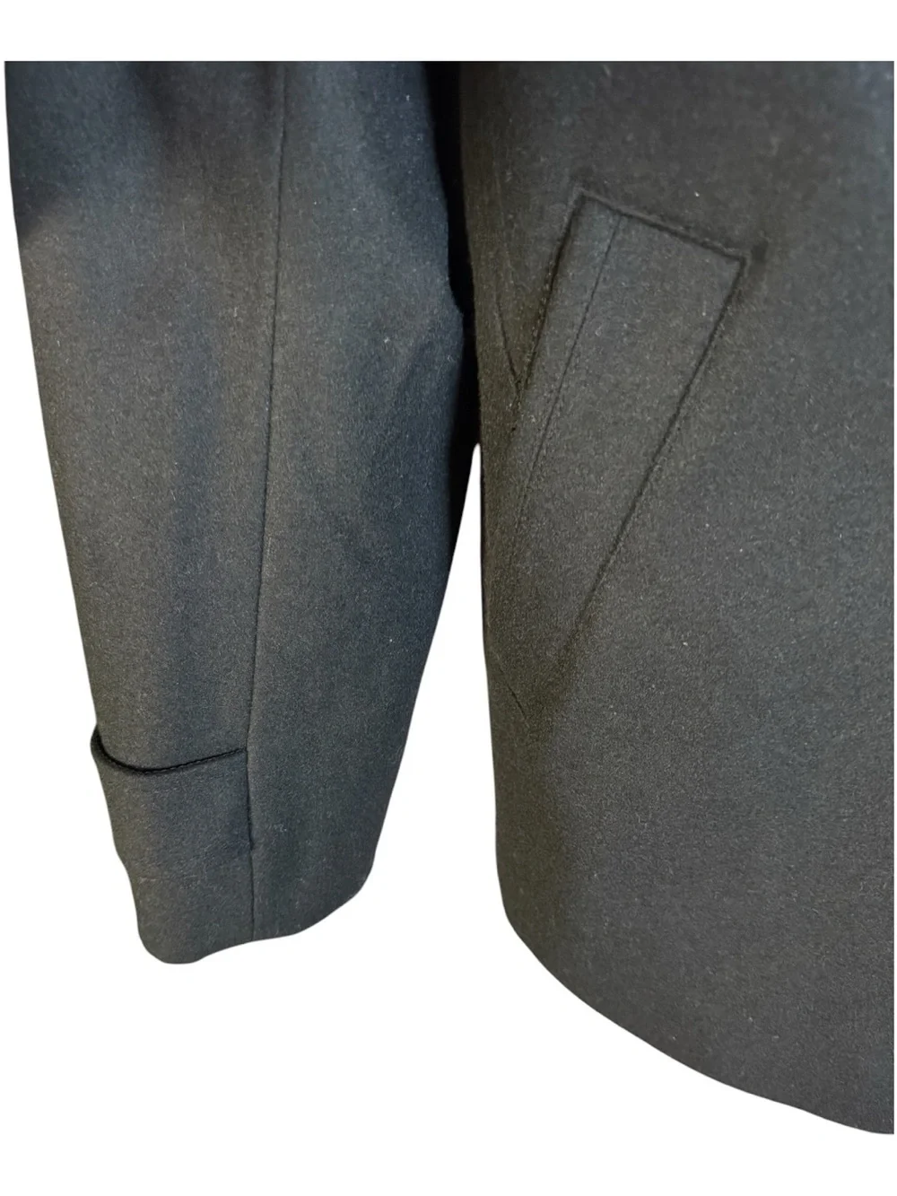 Calvin Klein Men's Black Double-Breasted Wool Blend Peacoat medium